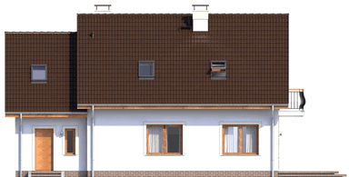 Elewacja od strony ogrodu domu Pinczer 6 z garażem