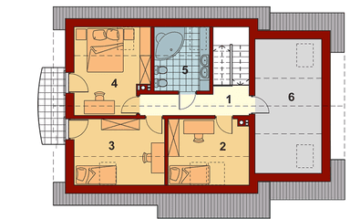 Rzut poddasza domu jednorodzinnego Pinczer 6 z garażem
