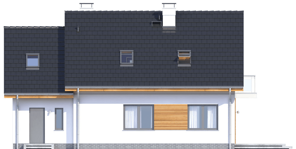 Elewacja ogrodowa domu Pinczer 7 z garażem