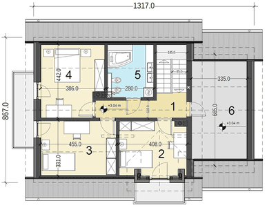 Rzut poddasza domu jednorodzinnego Pinczer 7 z garażem