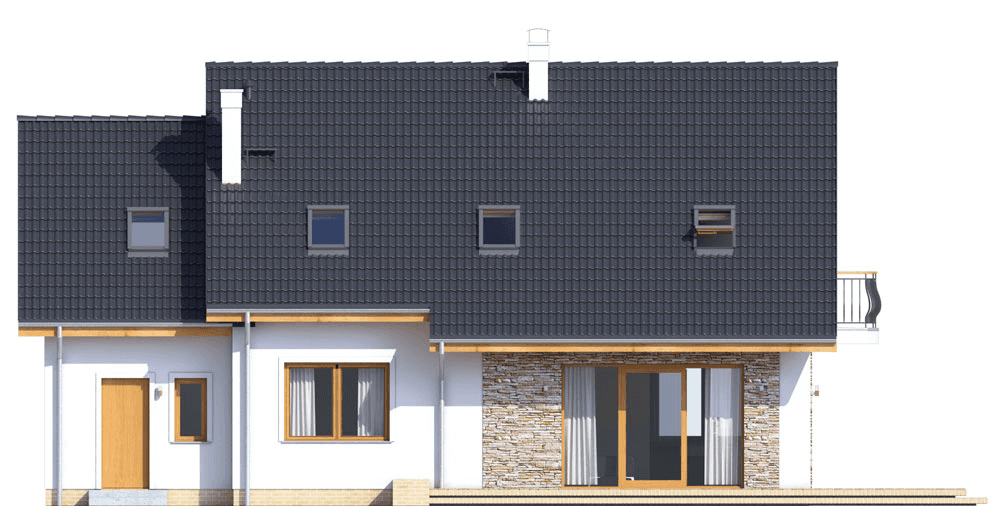 Elewacja ogrodowa domu Sowa 10 z garażem