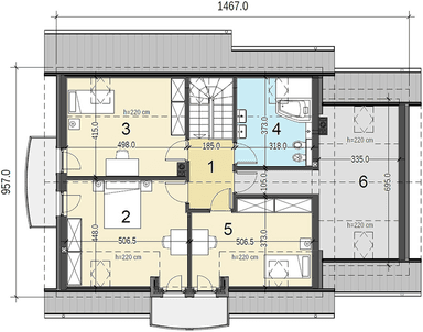 Rzut poddasza domu jednorodzinnego Sowa 10 z garażem
