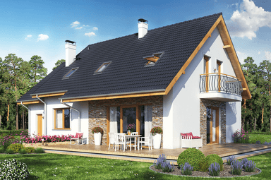 Wizualizacja projektu domu taniego w budowie Sowa 10 z garażem