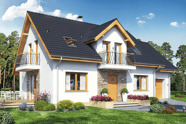 Widok na dom z lukarną Sowa 10