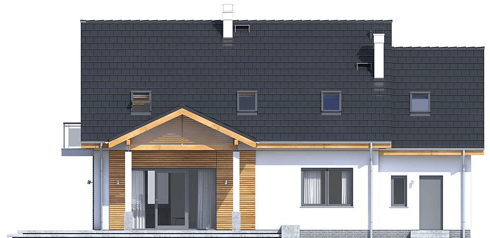 Elewacja ogrodowa domu Sowa 12 z garażem