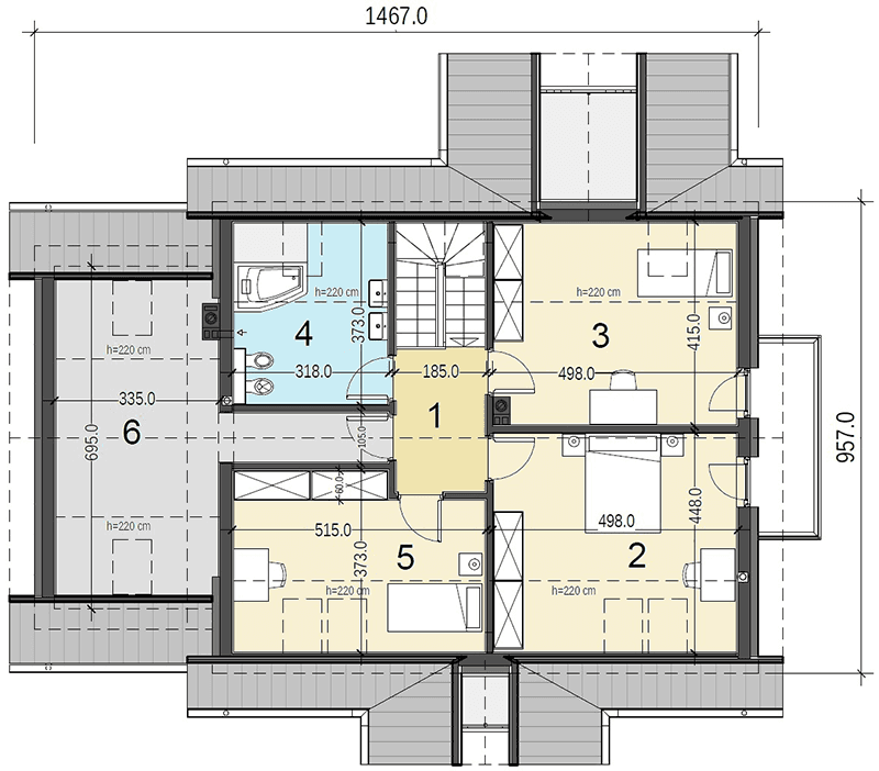 Rzut poddasza domu jednorodzinnego Sowa 12 z garażem