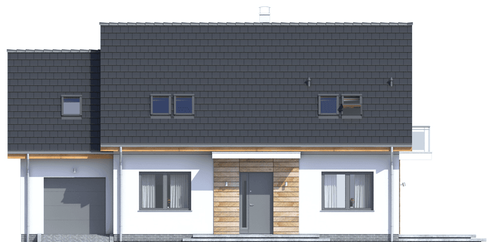 Elewcja frontowa domu Sowa 14 z garażem