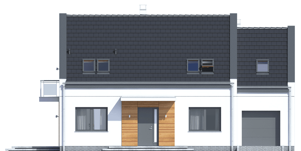 Elewcja frontowa domu Sowa 15 z garażem