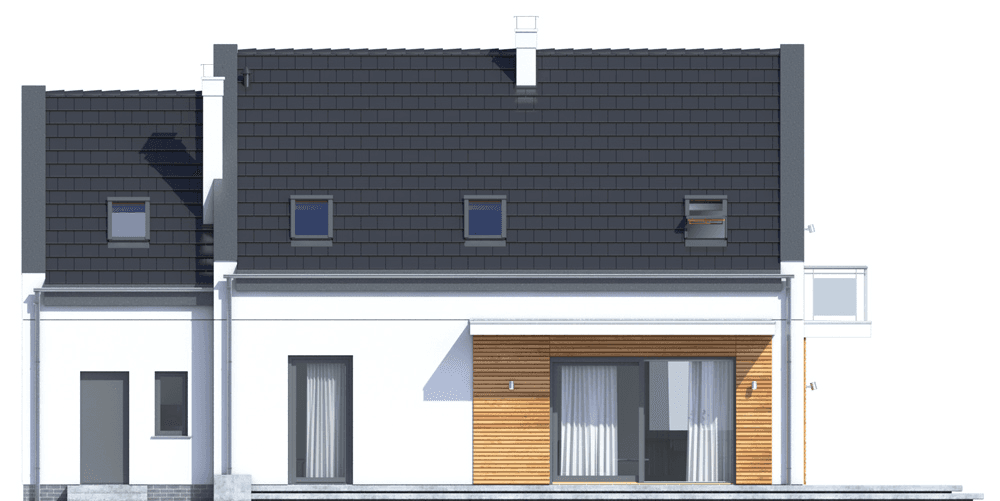 Elewacja ogrodowa domu Sowa 15 z garażem