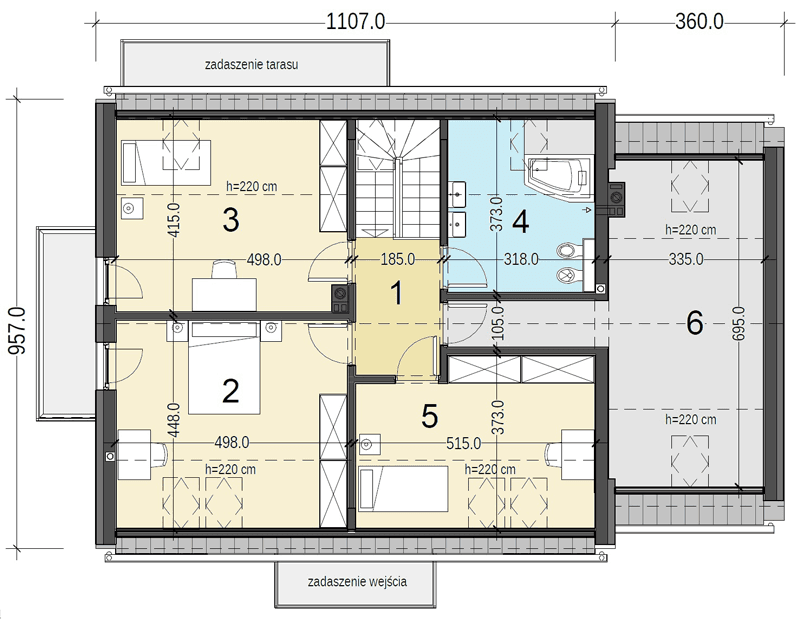 Rzut poddasza domu jednorodzinnego Sowa 15 z garażem