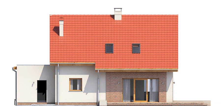 Elewacja tylna domu Sowa 2 z garażem