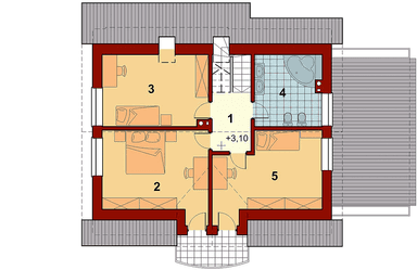 Rzut poddasza domu jednorodzinnego Sowa 2 z garażem