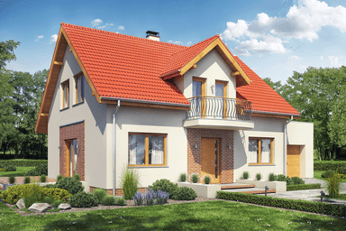 Widok na dom jednorodzinny Sowa 2 z garażem