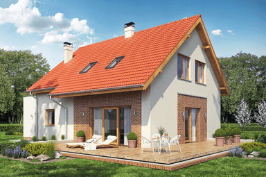 Wizualizacja domu jednorodzinnego z poddaszem Sowa 2 z garażem