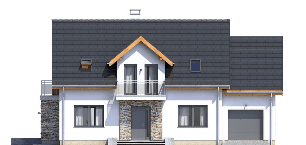 Elewacja frontowa domu Sowa 4 z garażem