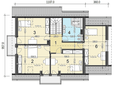 Rzut poddasza domu jednorodzinnego Sowa 4 z garażem