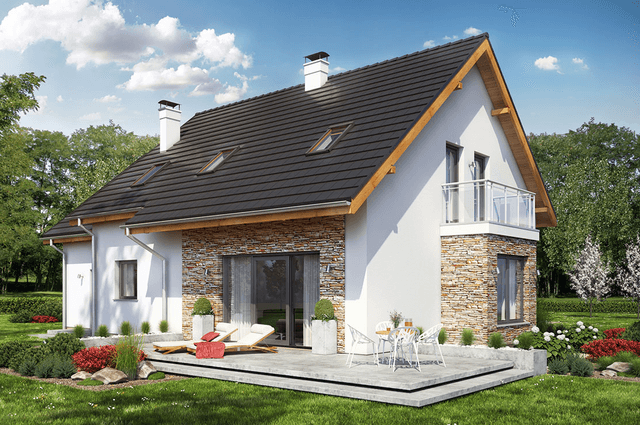 Dom jednorodzinny z poddaszem i garażem projekt Sowa 4 z garażem