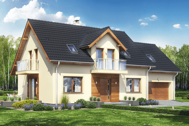 Projekt domu Sowa 8 z garażem 2-st.