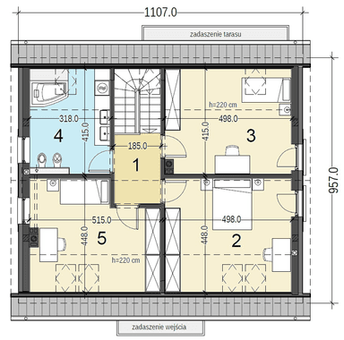 Rzut poddasza domu jednorodzinnego Sowa 16 bez garażu