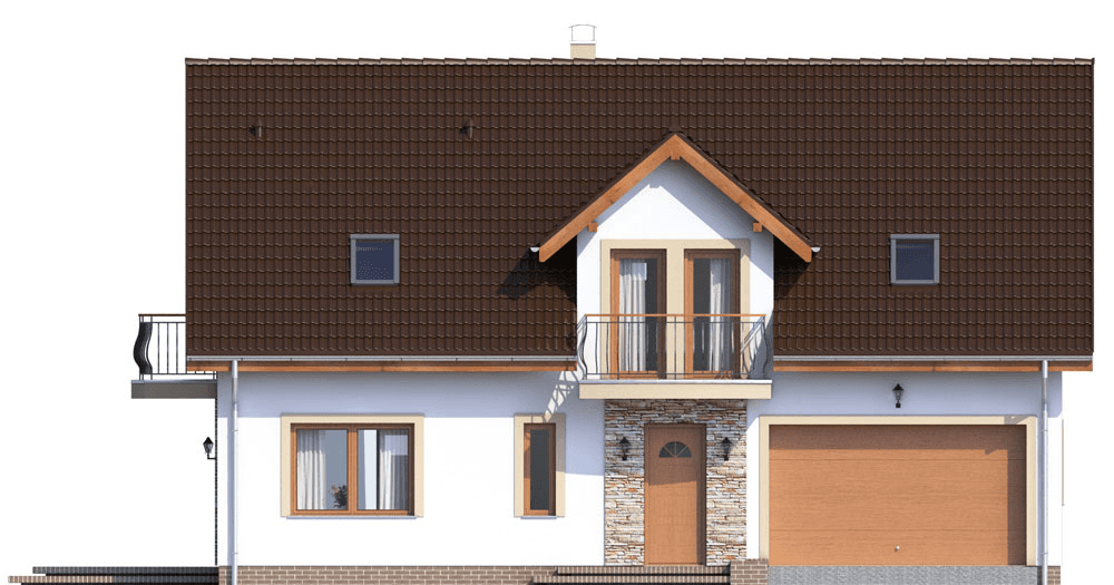 Elewcja frontowa domu Sznaucer 4 z garażem XL
