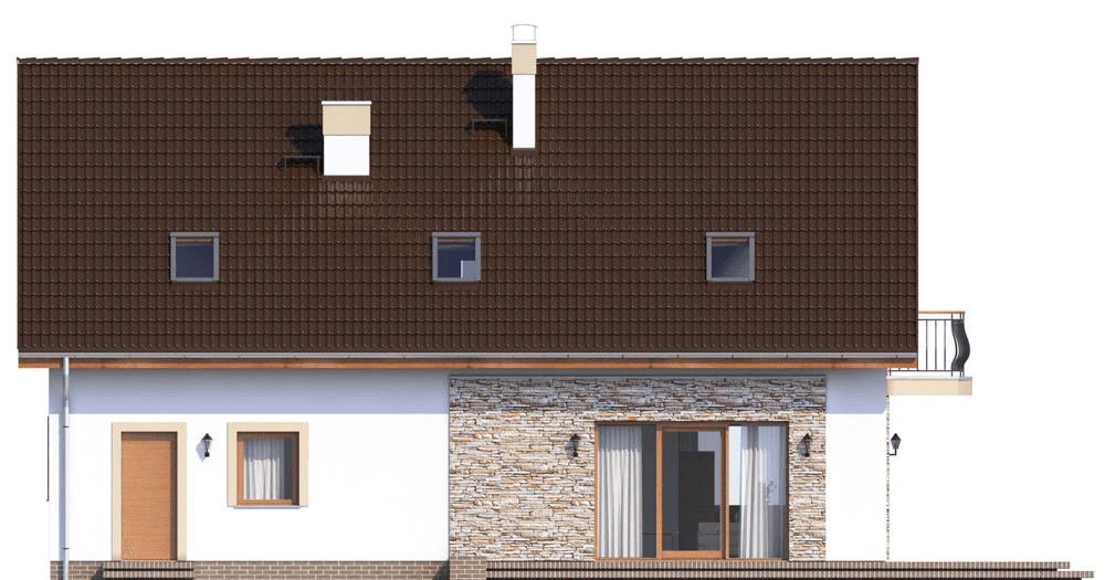 Elewacja tylna domu Sznaucer 4 z garażem XL