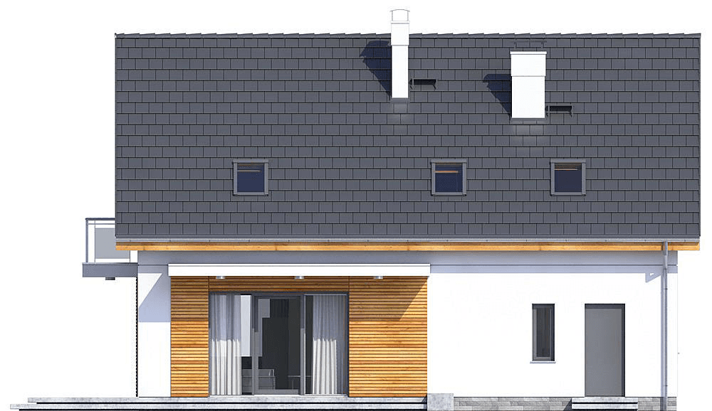 Elewacja od strony ogrodu domu Sznaucer 5 z garazem