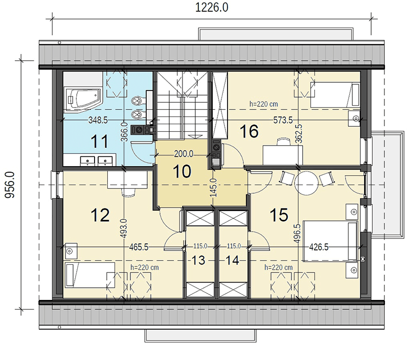 Rzut poddasza domu jednorodzinnego Sznaucer 5 z garażem