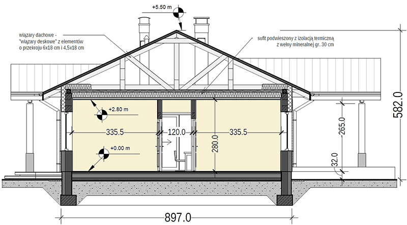 Przekrój projektu domu Terrier 1 bez garażu