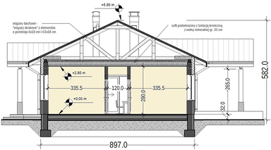 Przekrój projektu domu Terrier 1 bez garażu