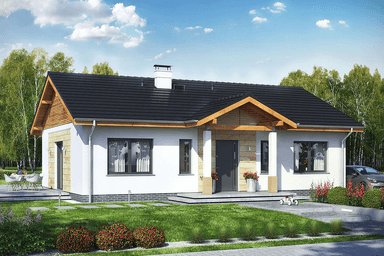 Wizualizacja projektu domu jednorodzinnego parterowego Terrier 2 bez garażu