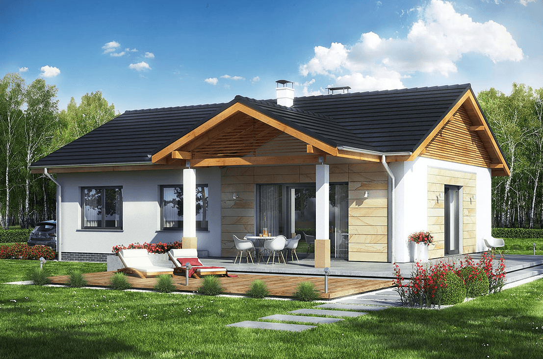Projekt domu Terrier 2 bez garażu dom parterowy tani w budowie