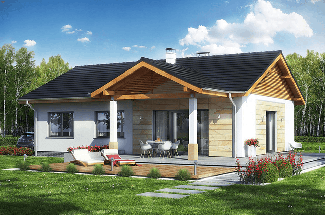 Projekt domu Terrier 2 bez garażu dom parterowy tani w budowie