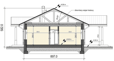 Przekrój projektu domu Terrier 3 z garażem