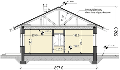 Przekrój projektu domu Terriwe 5 bez garażu