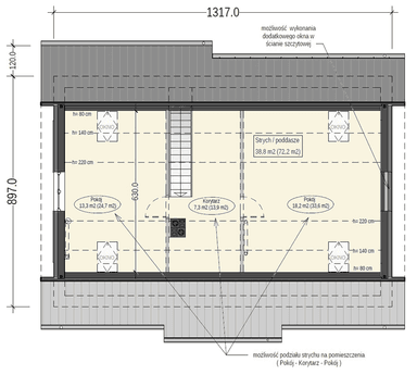Rzut poddasza domu jednorodzinnego Terrier 7  bez garażu