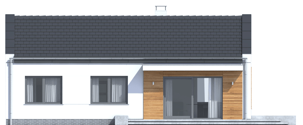 Elewacja od tyłu domu Terrier 6 bez garazu