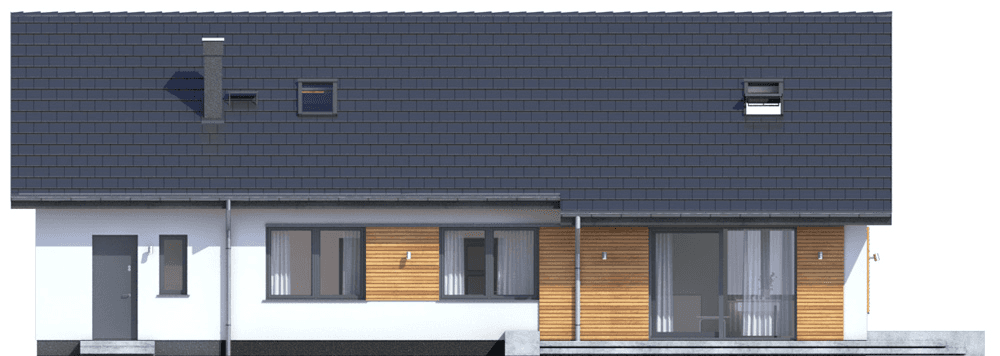 Elewacja od strony ogrodu domu Terrier MAX z garazem