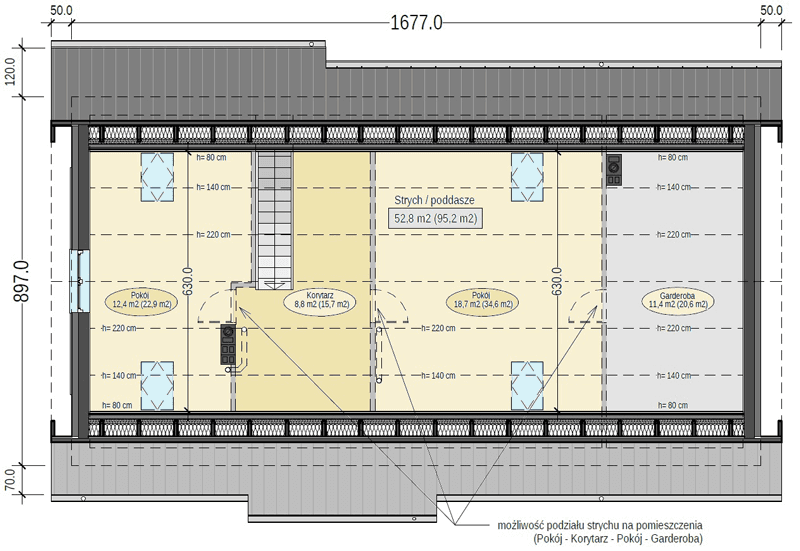 Rzut poddasza domu jednorodzinnego Terrier MAX z garażem
