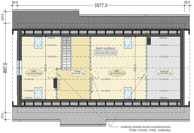 Rzut poddasza domu jednorodzinnego Terrier MAX z garażem