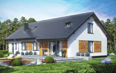 Porjekt domu parterowego z garażem w bryle budynku Terrier Max z garażem