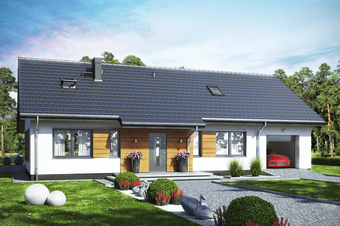 Projekt domu jednorodzinnego parterowego Terrier MAX z garażem