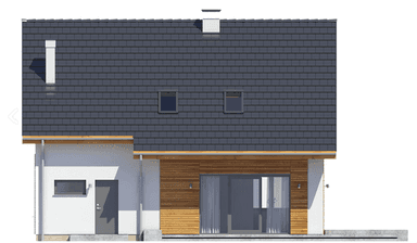 Elewacja tylna domu jednorodzinnego Sowa 1 bez garażu