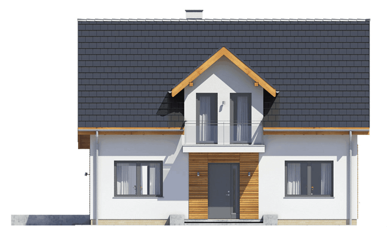 Elewacja frontowa domu jednorodzinnego Sowa 1 bez garażu