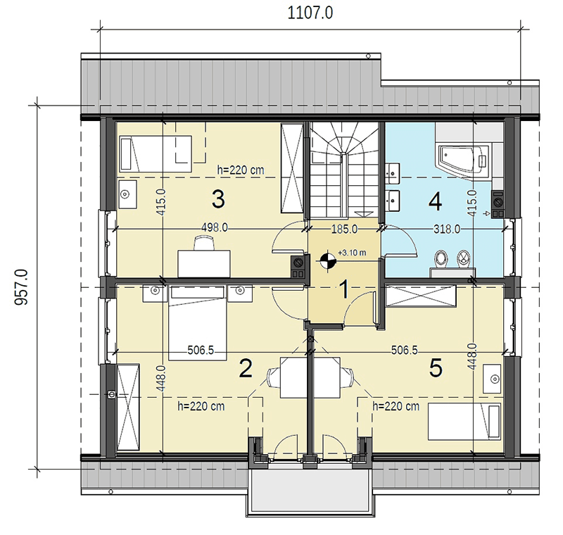 Rzut poddasza domu jednorodzinnego Sowa 1 bez garażu