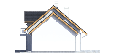 Elewacja prawa domu jednorodzinnego Sowa 9 z garażem 2 st.