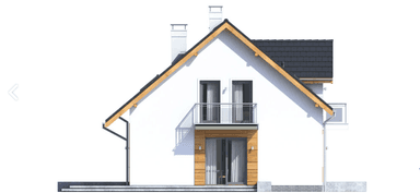 Elewacja lewa domu jednorodzinnego Sowa 9 z garażem 2 st.