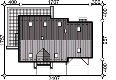 Rzut usytuowania domu jednorodzinnego Sowa 9 z garażem 2 st.