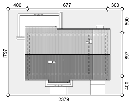 Rzut usytuowania domu jednorodzinnego Terrier 4 z garażem