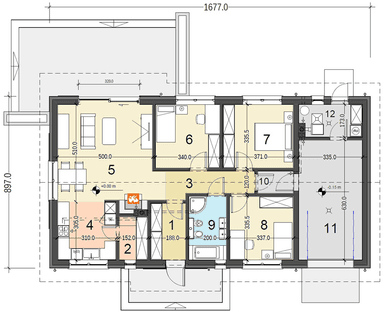 Rzut parteru domu jednorodzinnego Terrier 4 z garażem