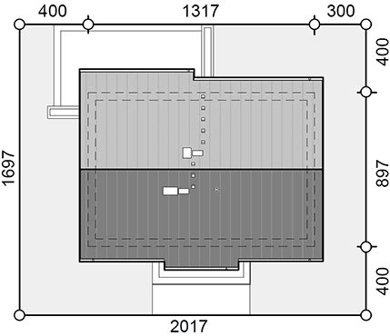 Rzut usytuowania domu jednorodzinnego Terrier 5 bez garażu
